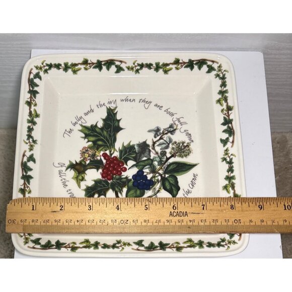 Portmeirion Botanic Garden Holly & Ivy Square Salad Plate 8.5" Christmas - Picture 6 of 6